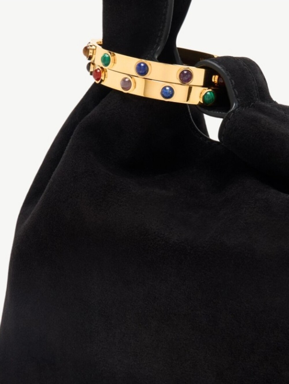 Black Suede Knot Wristlet Bag with Gold Accent - Picture 3 of 10